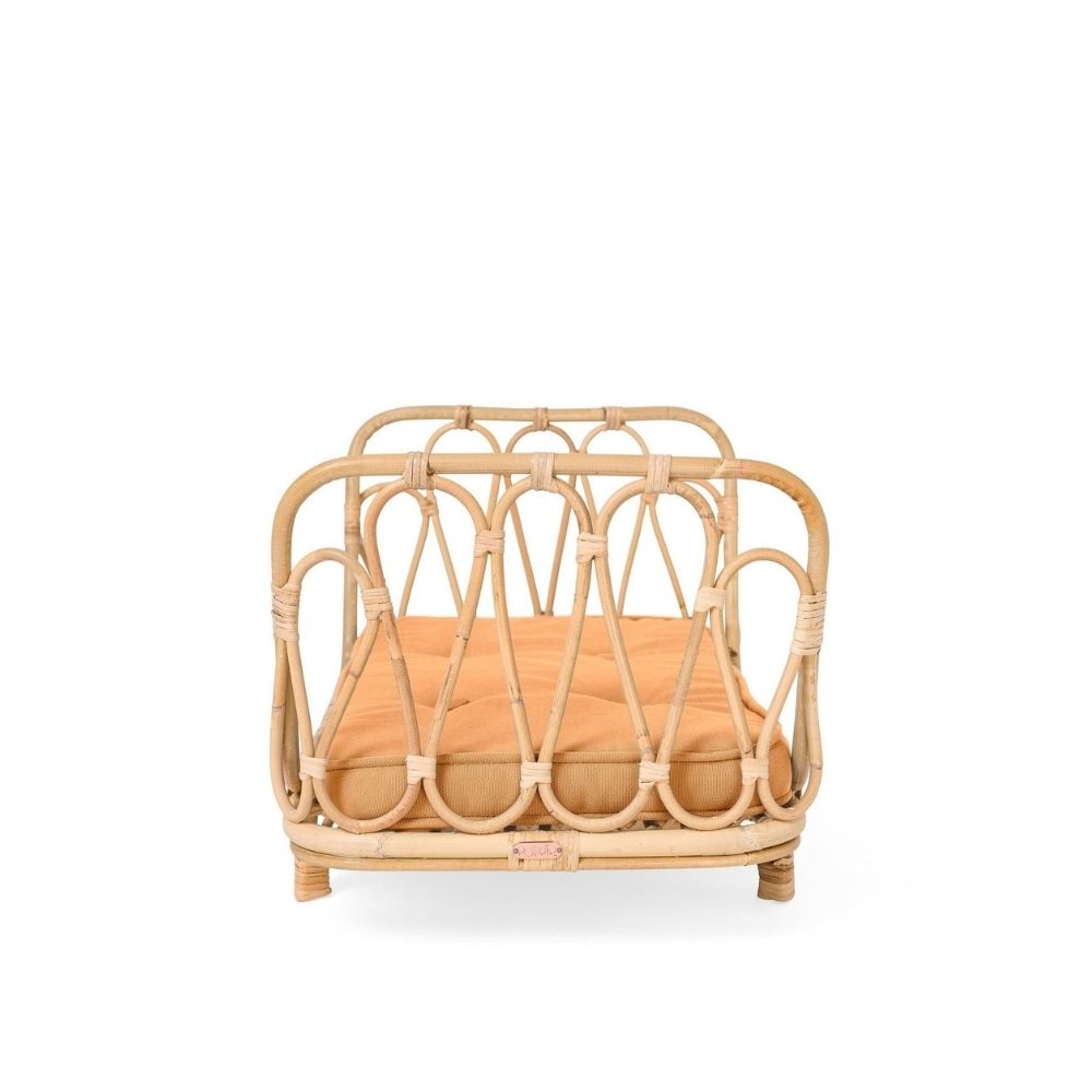Poppie Toys High - Quality Rattan Day Bed for Dolls