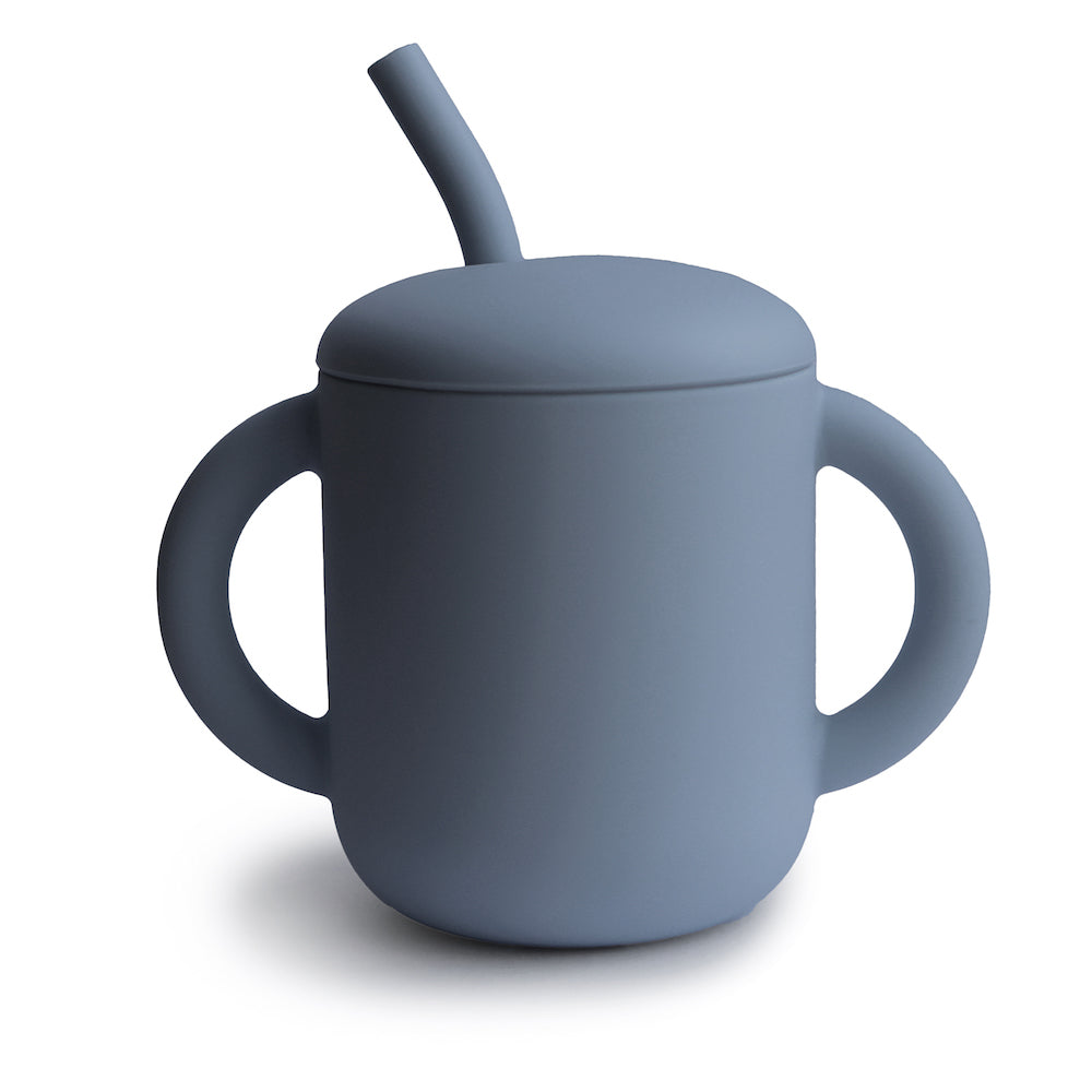 Mushie Tradewinds 100% Food-Grade Silicone Training Cup with Removable Lid and Soft Straw