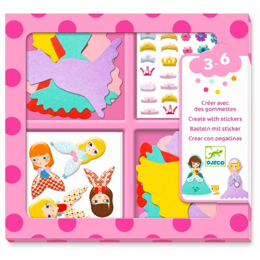 Djeco Adorable Princess Stickers Craft Kit for Young Kids