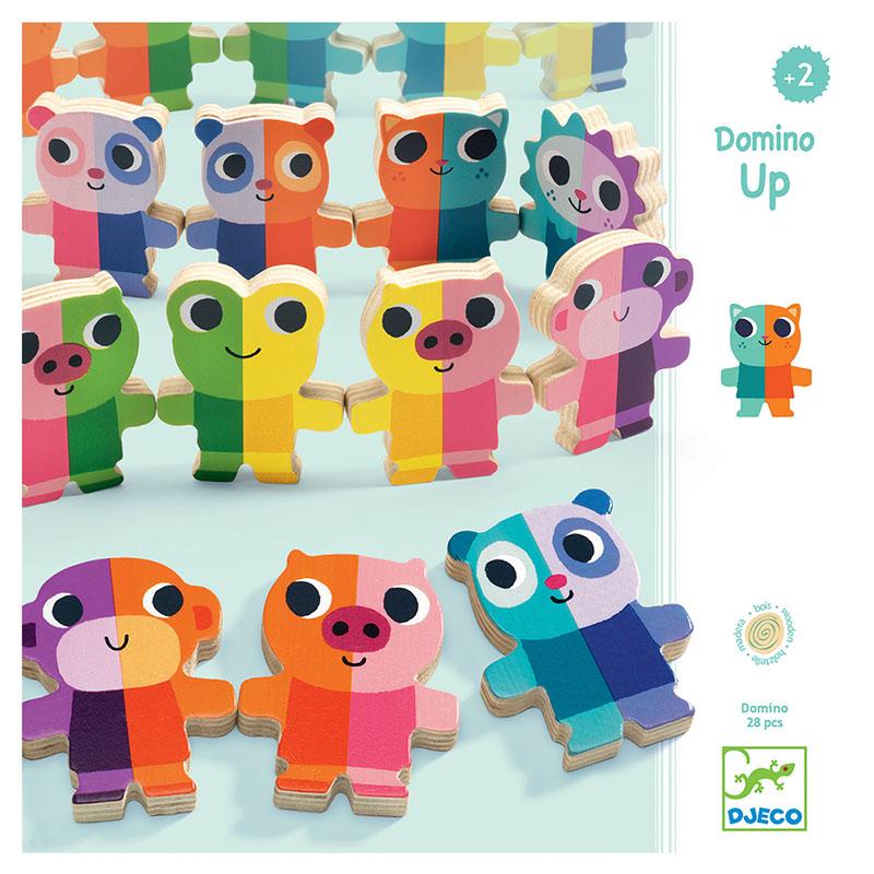 Djeco Domino Up - Colorful Wooden Animal Domino Game for Kids