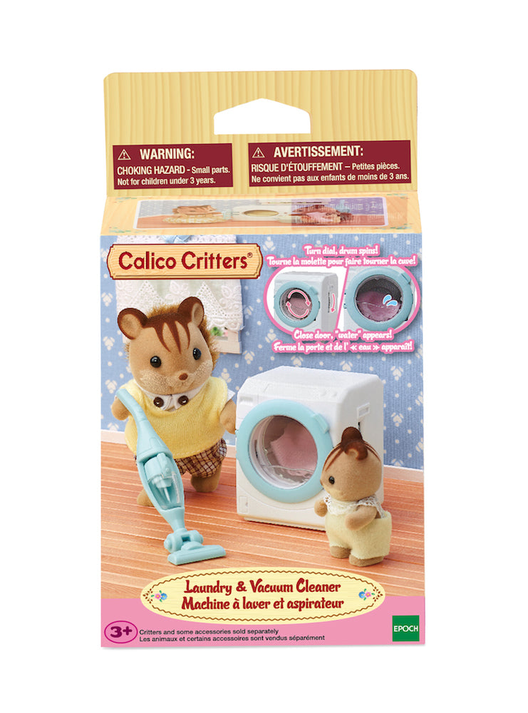 Calico Critters Children's Pretend Play Laundry Set with Vacuum Cleaner