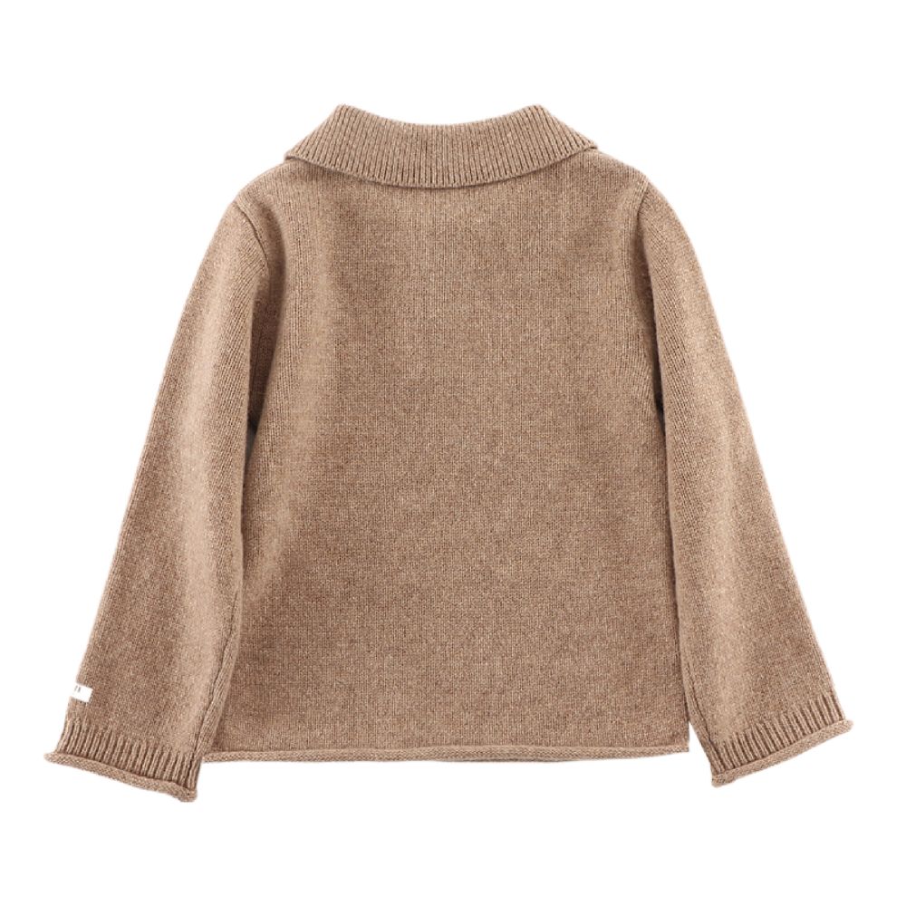 Donsje Ojan Autumn Merino Wool Classic Shirt-Collar Button-Front Sweater