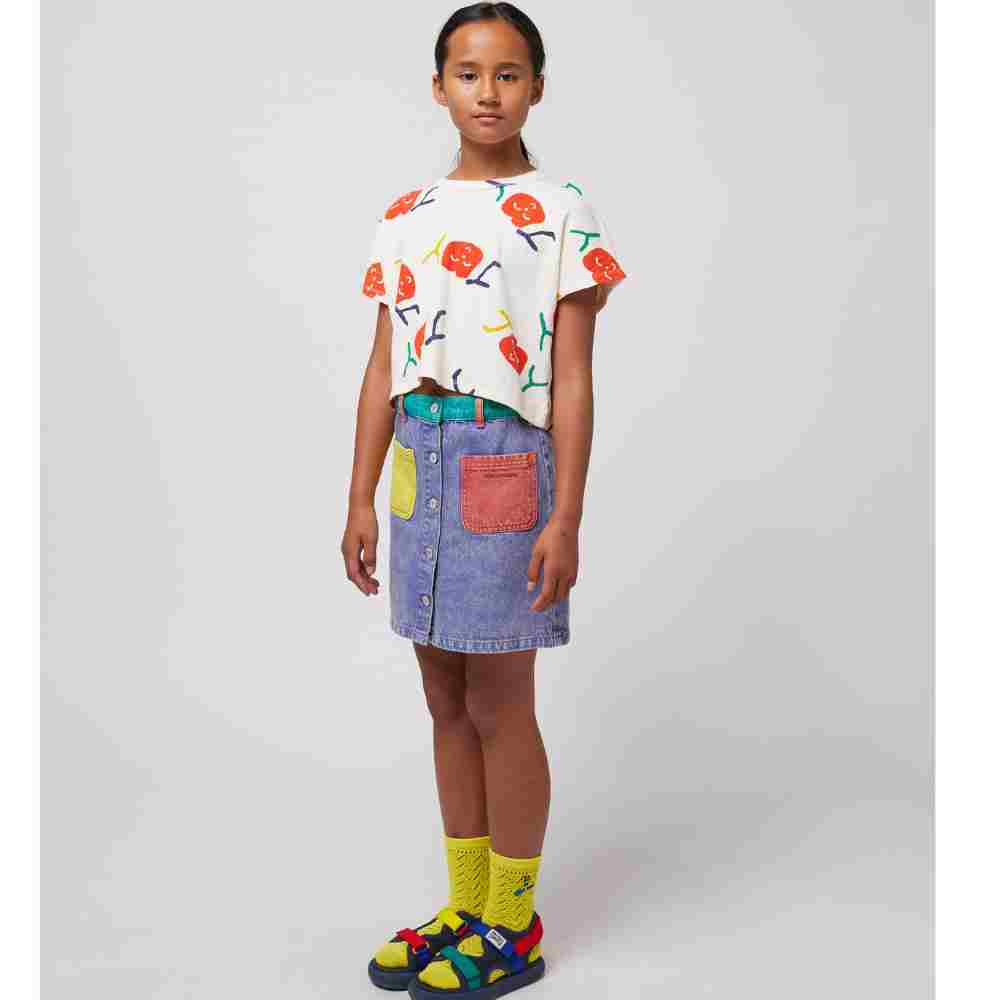Bobo Choses Multicolor Adjustable Waist Organic Cotton Denim Mini Skirt