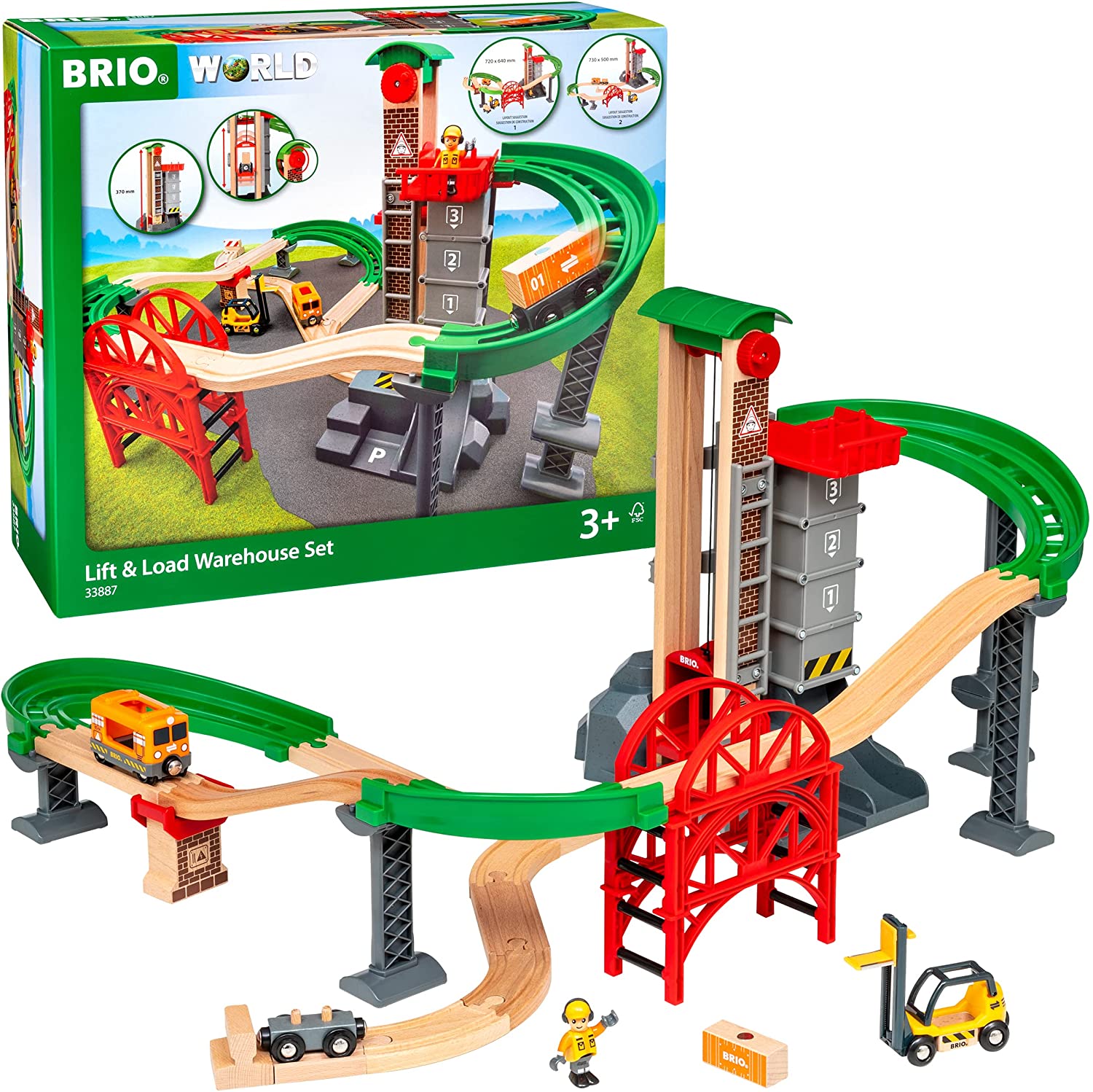 Brio Vertical Construction Lift & Load Warehouse Toy Set for Kids