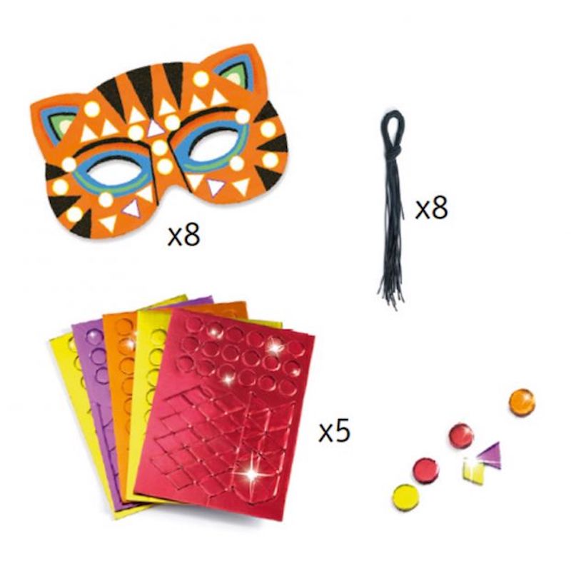 Djeco Do - It - Yourself Mosaic Animal Masks for Jungle Theme Crafts