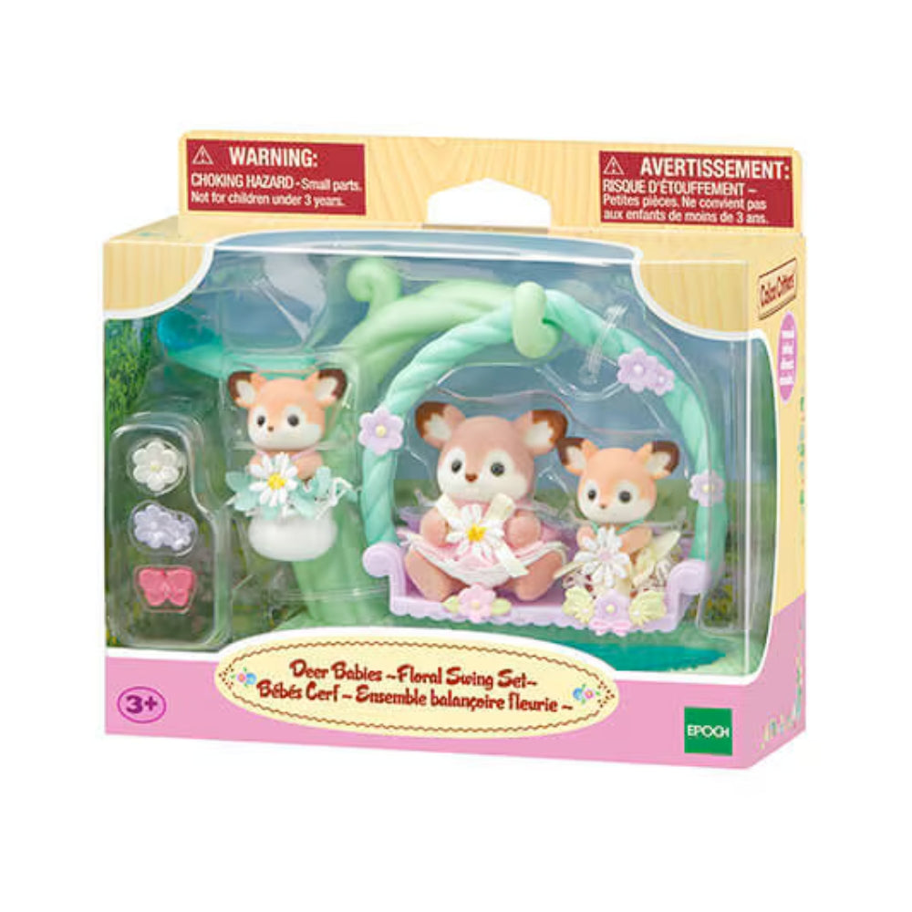 Calico Critters Adorable Deer Babies Floral Themed Swing and Cradle Play Set