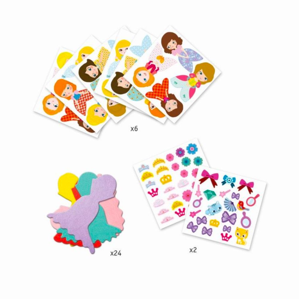 Djeco Adorable Princess Stickers Craft Kit for Young Kids