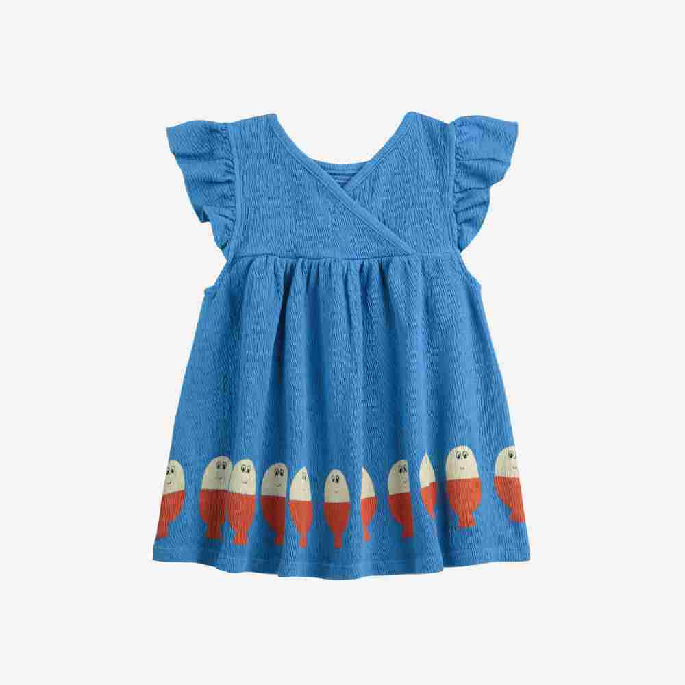Bobo Choses Adorable Baby Girl's Morning Egg Ruffle Blue Dress for Sunny Days