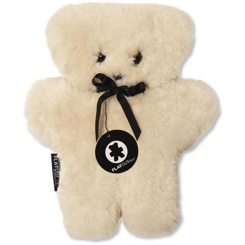 FLATOUT Mini Bear Stuffed Toy, Milk - Made of Pure Australian Sheepskin