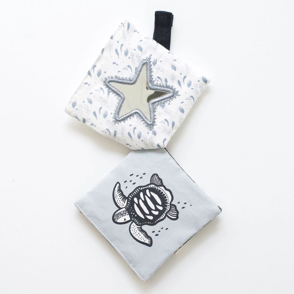 Wee Gallery Ocean Themed Crinkle Pages Toy for Stroller, Car Seat, Diaper Bag, and Play Gym