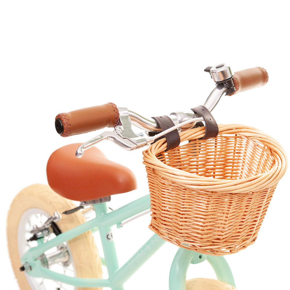 12-Inch Mint Green Boulevard Balance Bike for Kids - A Blend of Modern and Vintage Design