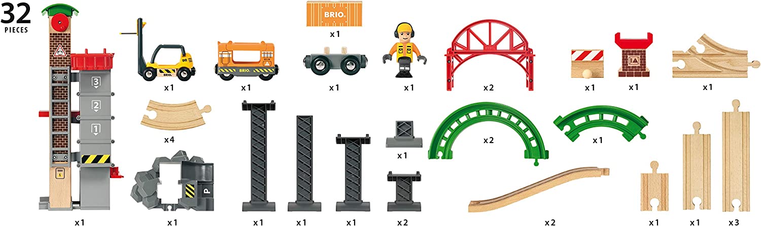 Brio Vertical Construction Lift & Load Warehouse Toy Set for Kids
