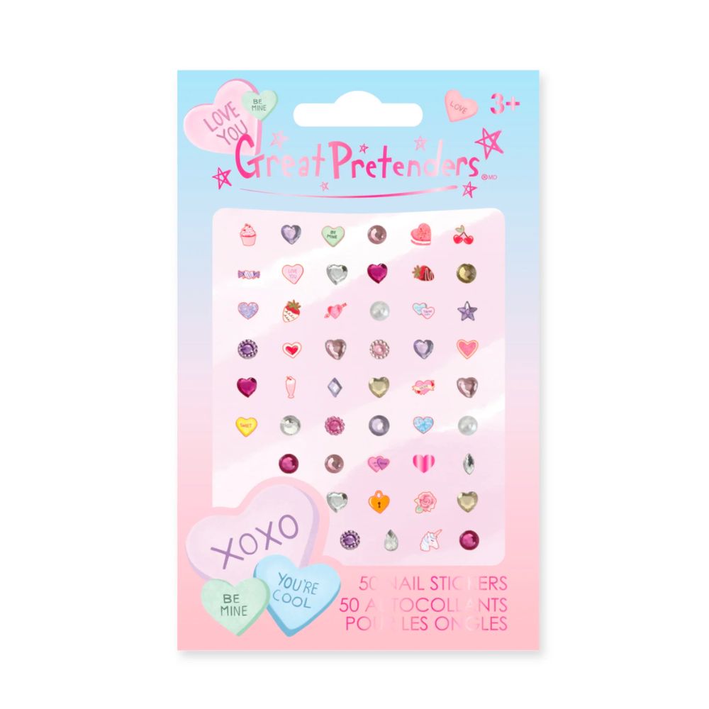 50 Pieces of Adorable Candy Heart - Shaped Nail Stickers for Nail Decoration