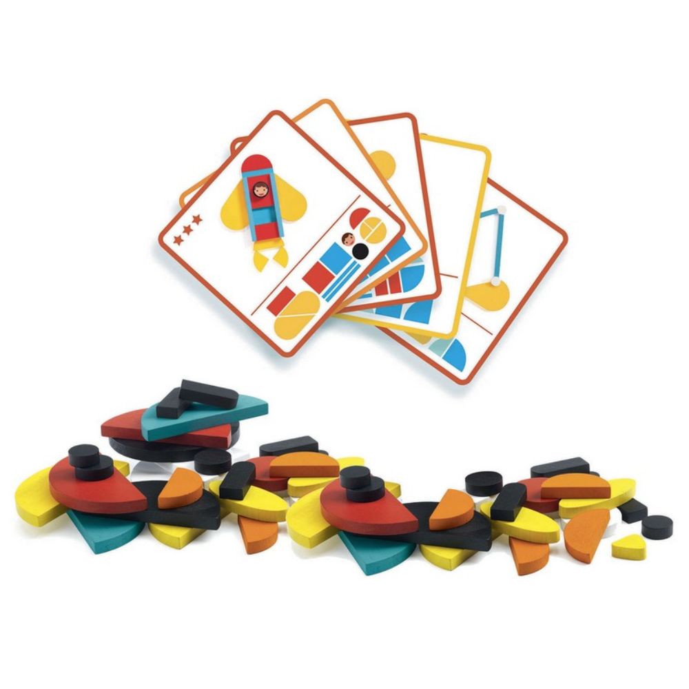 Djeco Ze Geovroom - Colorful Wooden Construction Game for 3-Year-Olds