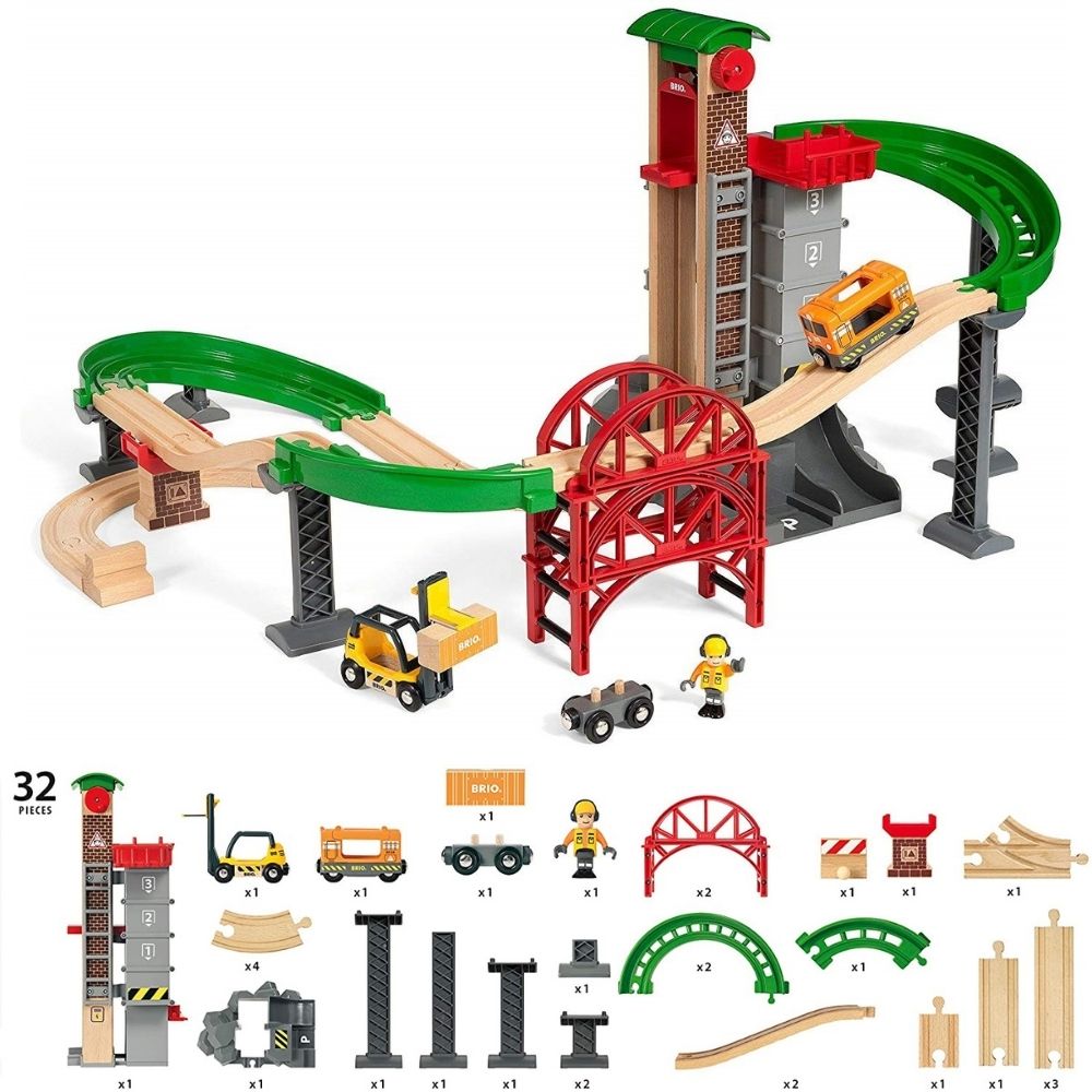 Brio Vertical Construction Lift & Load Warehouse Toy Set for Kids
