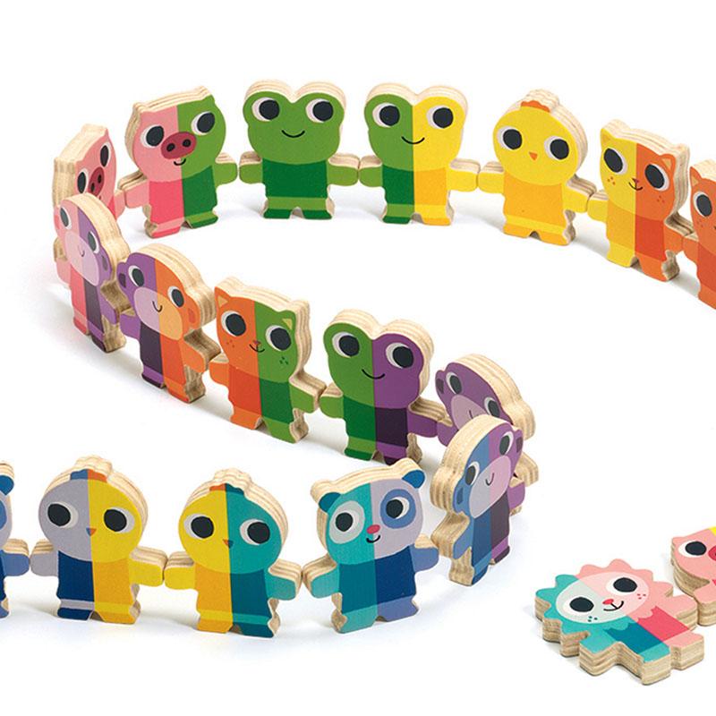 Djeco Domino Up - Colorful Wooden Animal Domino Game for Kids