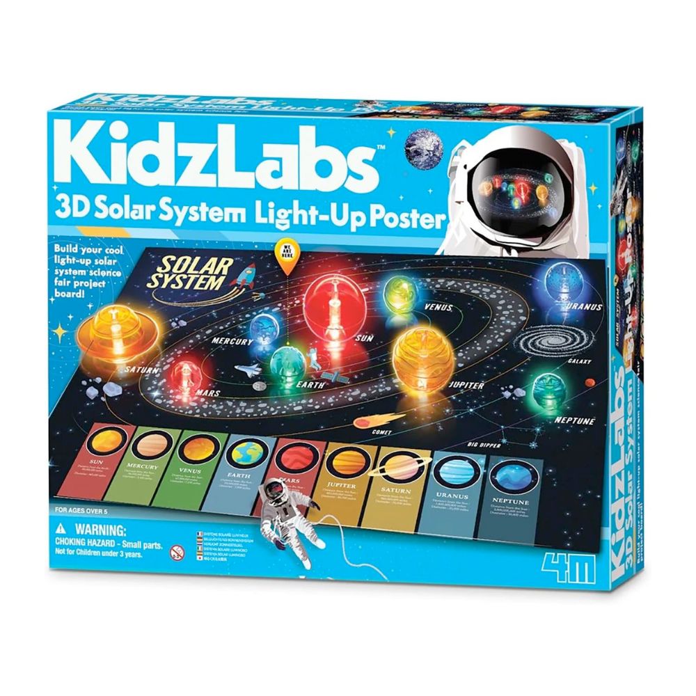 3D Illuminated Solar System Educational Poster for Space Lovers