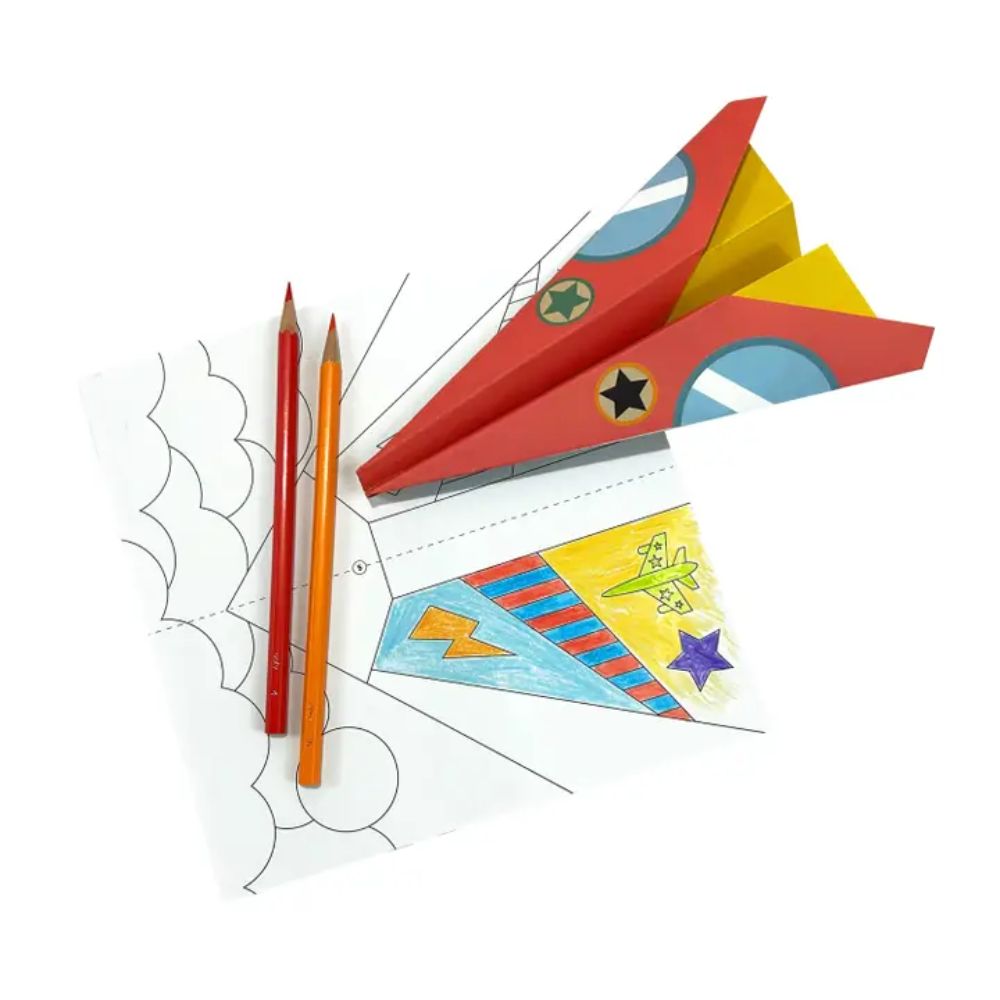 DIY 24-Piece Paper Airplane Activity Kit with Sticker Sheets