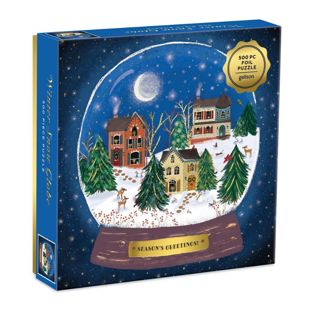 500-Piece Winter Themed Snow Globe Foil Jigsaw Puzzle
