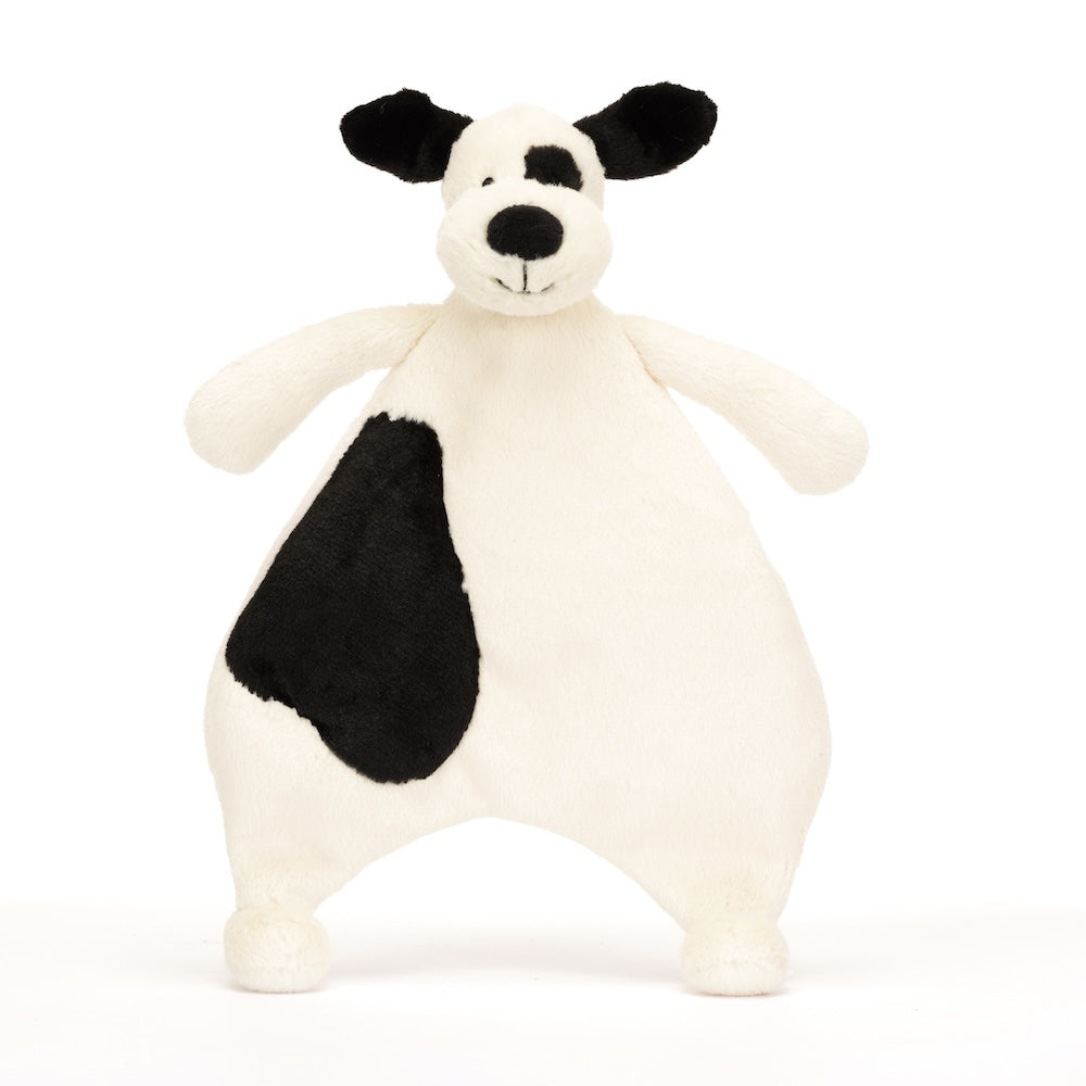 Portable and Soft Bashful Puppy Comforter in Black and Cream Colors