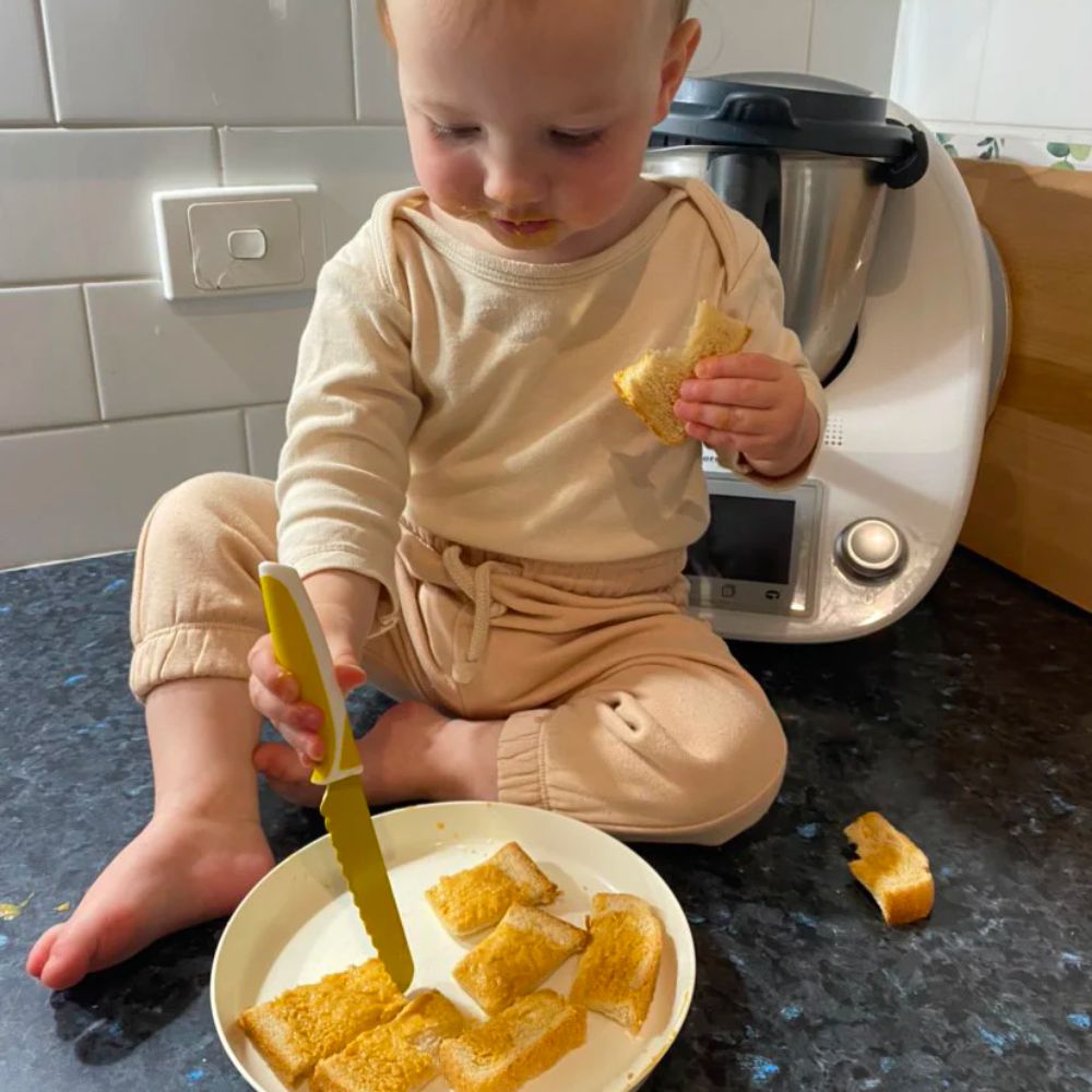 Child - Safe Orange Mustard - Colored Cooking Knife for Kids