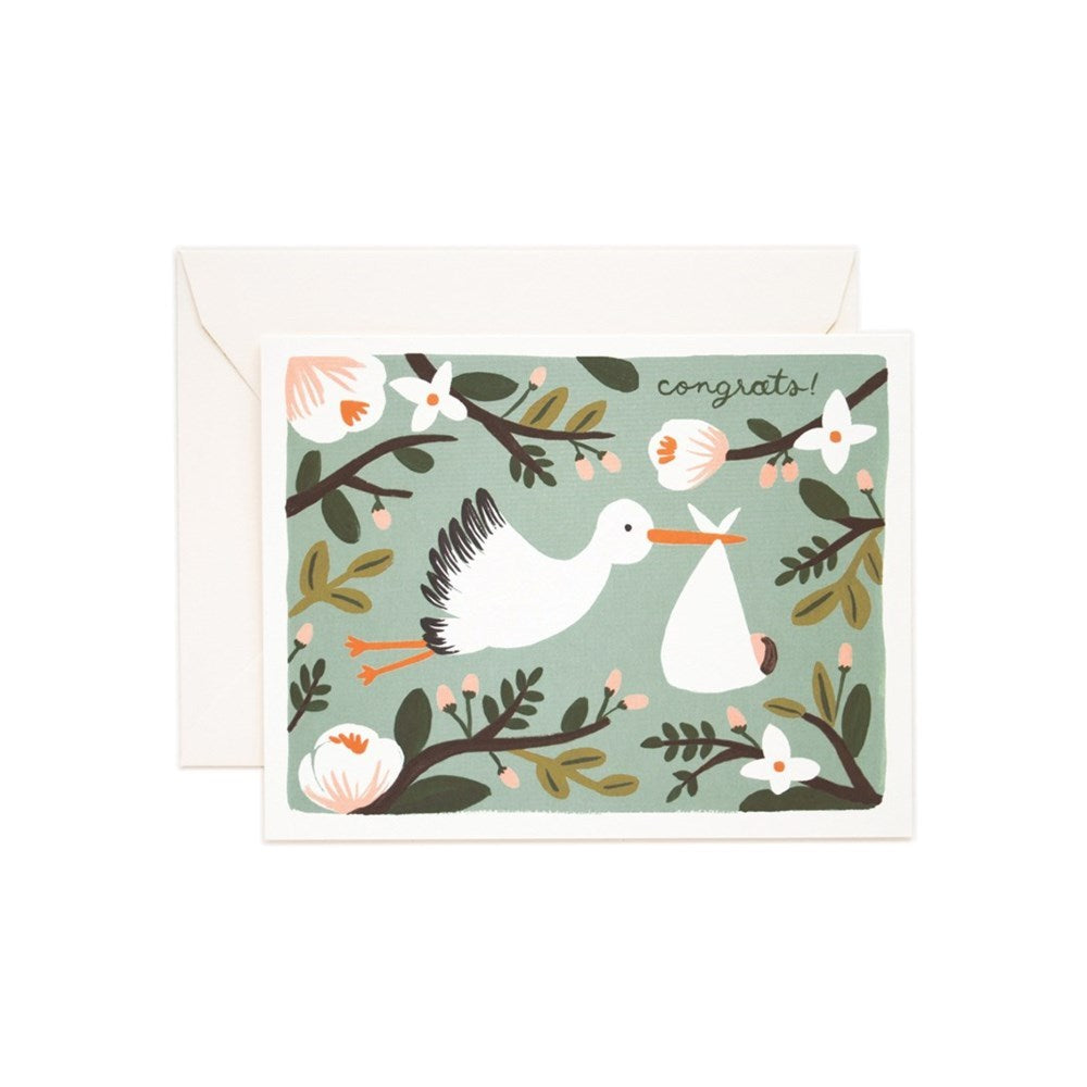 Rifle Paper Co. FSC-Certified Congrats Stork Card, 4.25'x5.5'