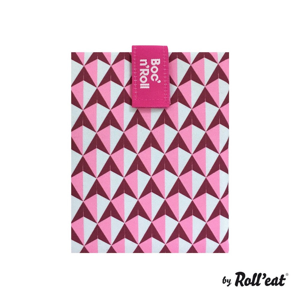 Pink Reusable Boc'n'Roll Sandwich Wrap Tiles with Dimensions of 54x32cm/21x12-15x11cm/6x4