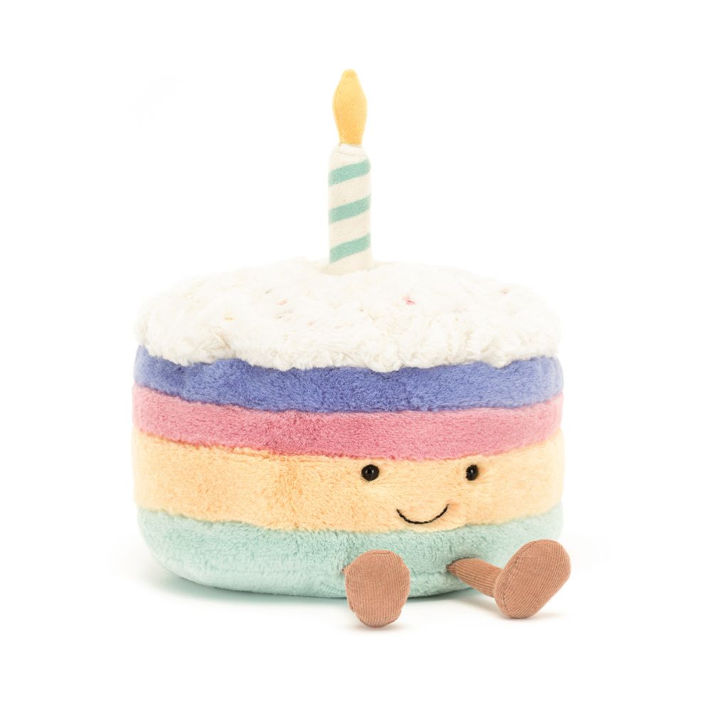 Colorful Amuseable Rainbow-themed Birthday Cake Plush Toy