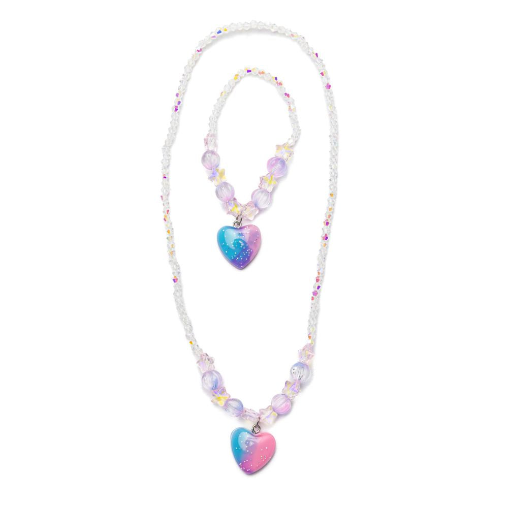 Two-piece Galaxy Heart Set in Navy Blue and Light Blue, Suitable for Kids