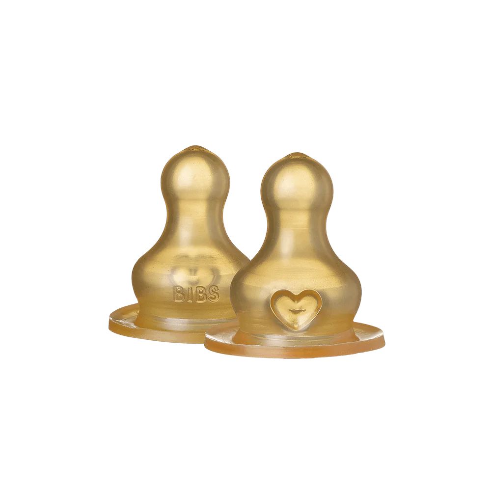 BIBS Latex Bottle Nipples 2-Pack with Medium Flow