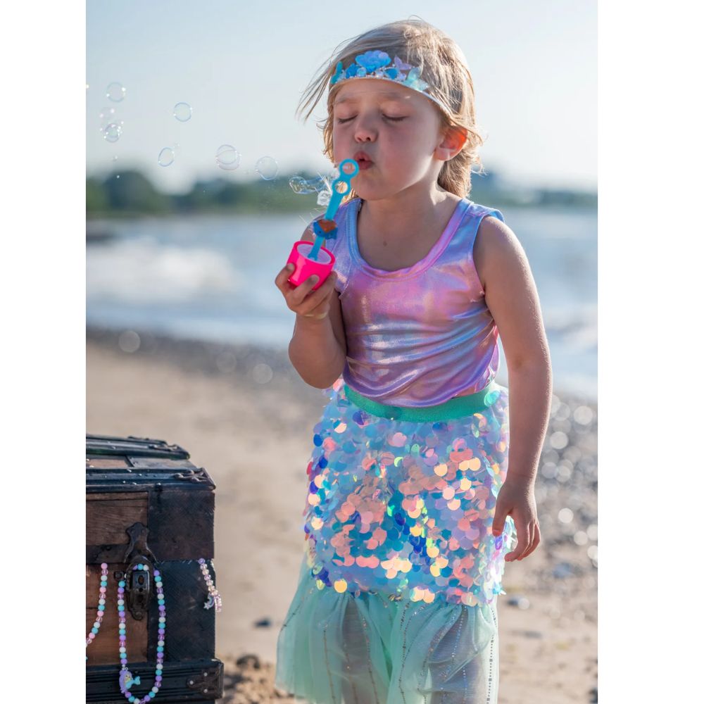 Mint Bling Bling Mermaid Skirt and Hairclip Set for Kids Aged 4 - 6