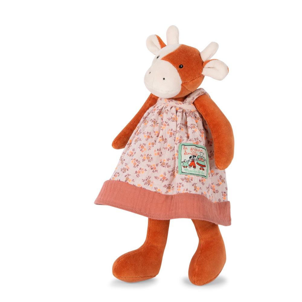 Moulin Roty Grand Family - 30cm Soft Velour Charlotte Cow Stuffed Toy