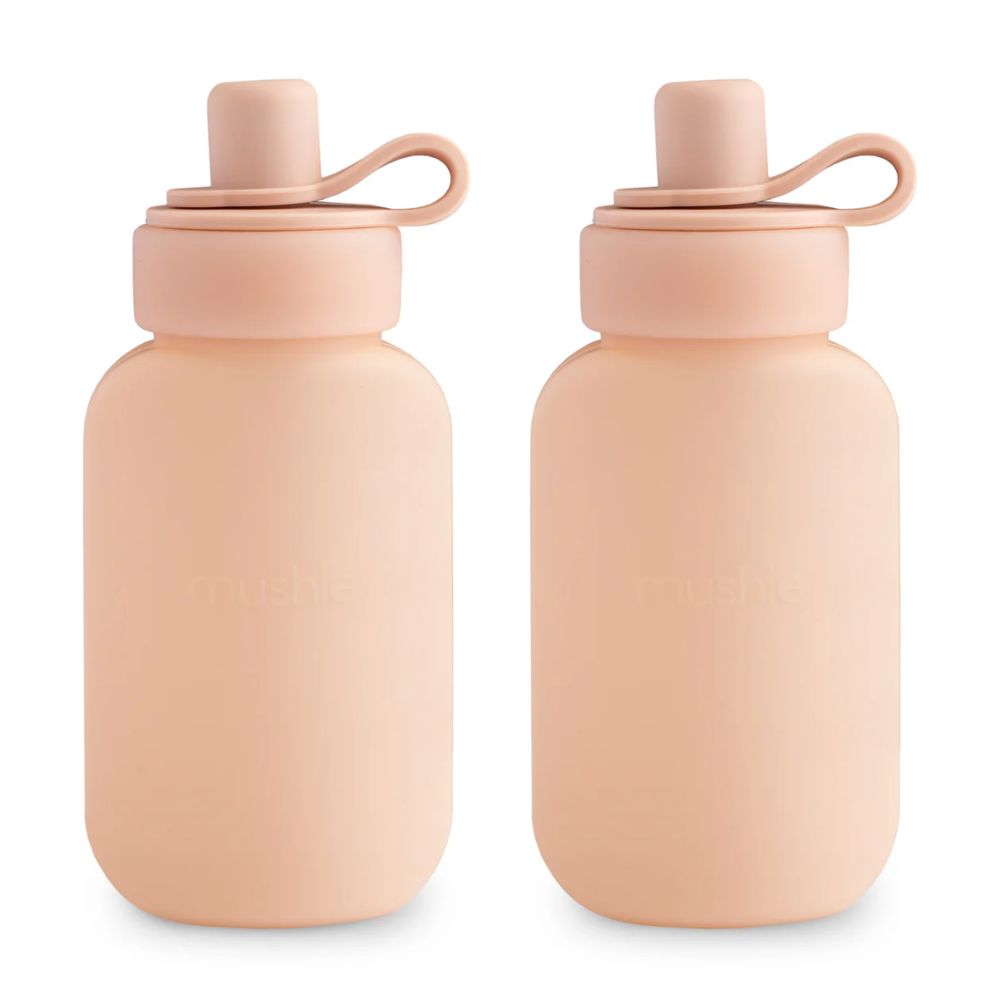 Mushie 2-Pack Blush Silicone Food Puree Pouches for Babies and Toddlers
