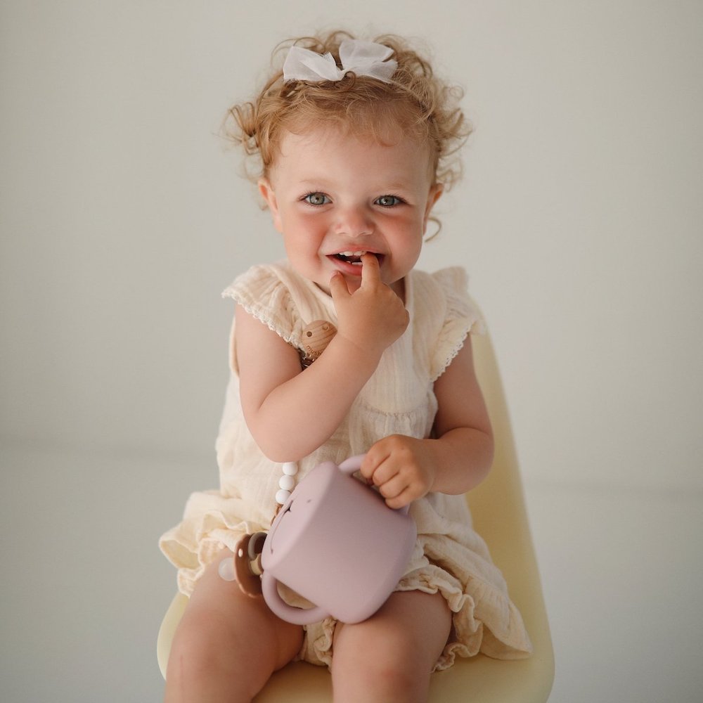 Soft Lilac Mushie Silicone Snack Cup for Babies and Toddlers