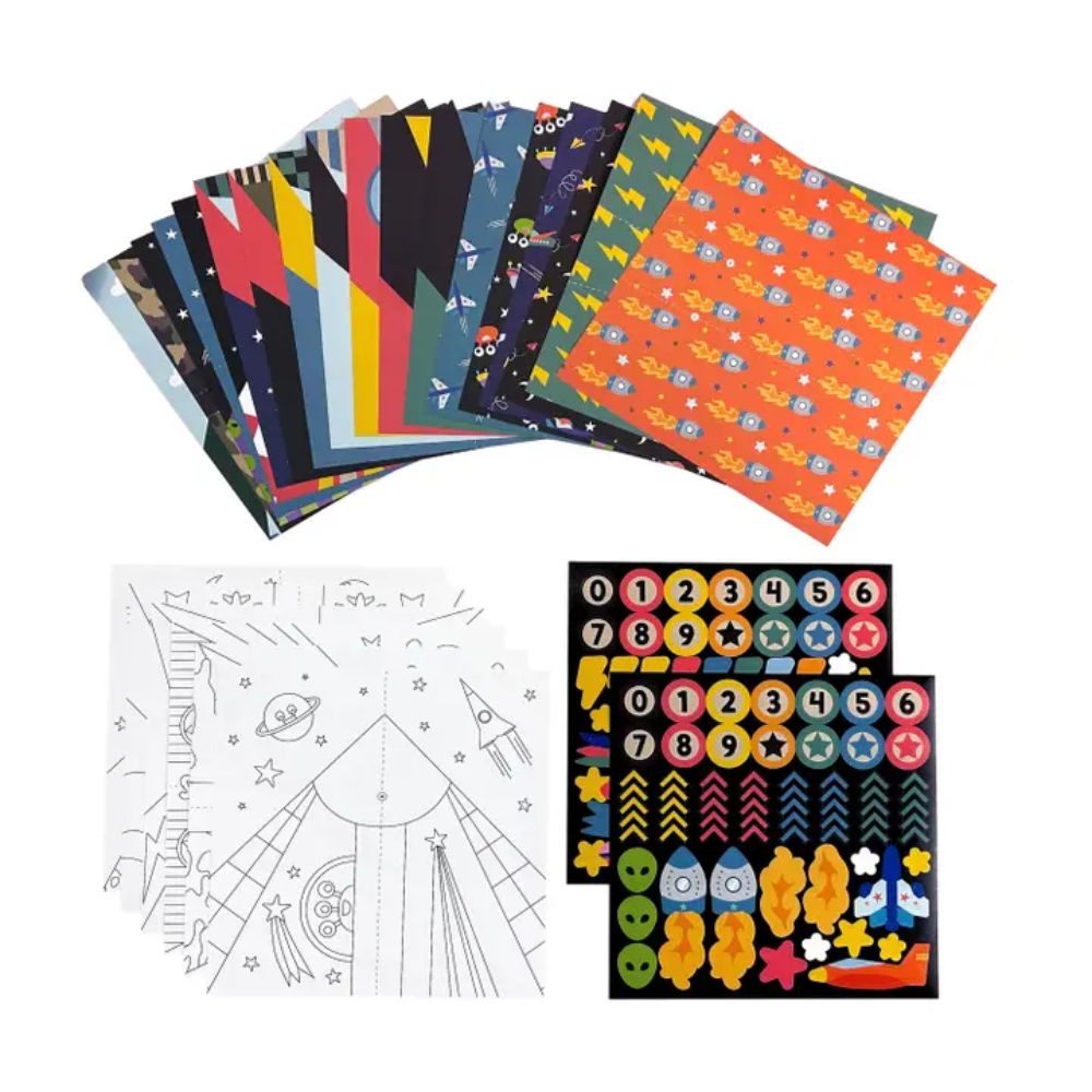 DIY 24-Piece Paper Airplane Activity Kit with Sticker Sheets