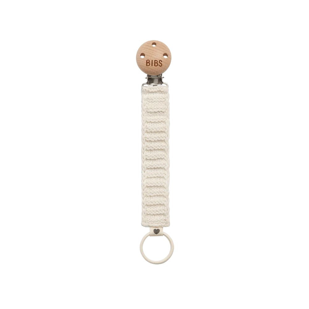 Ivory Knitted BIBS Pacifier Clip for Babies