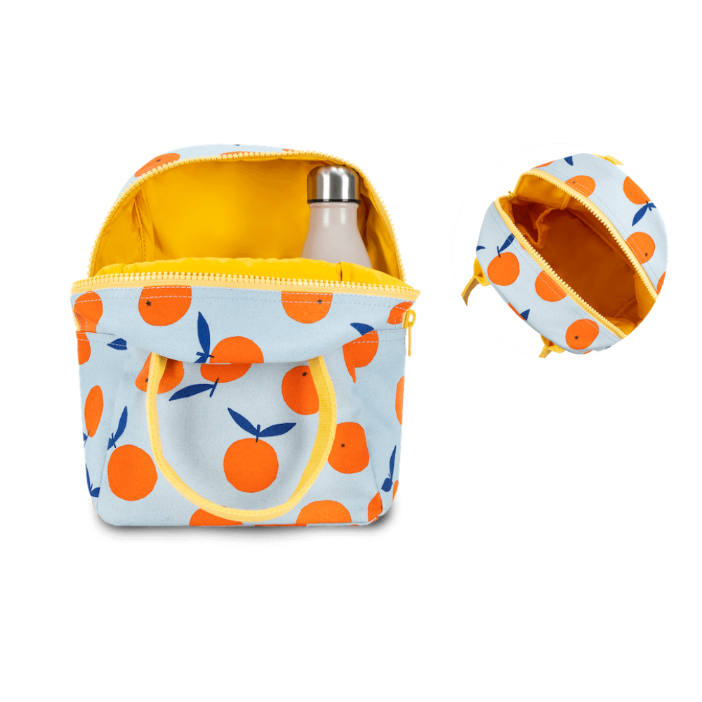 Orange-colored Fluffy Zippered Lunch Bag for Daily Use