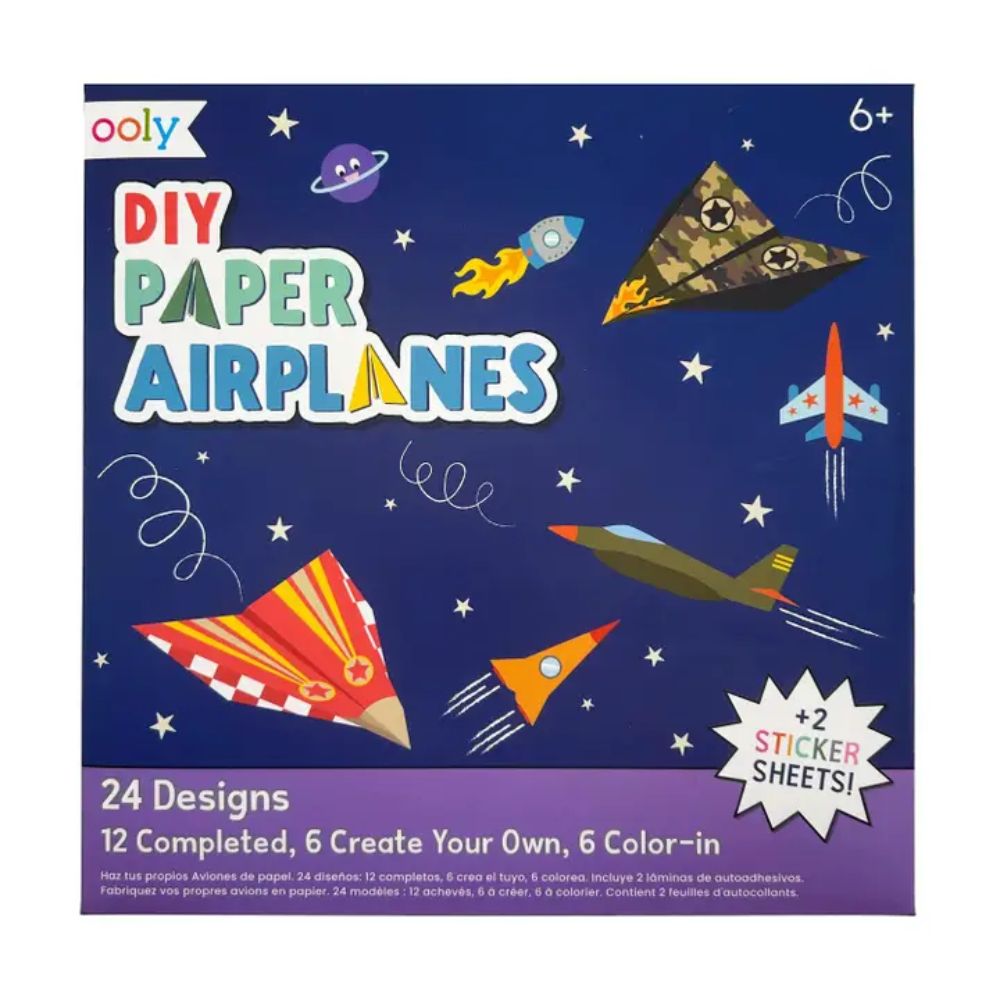 DIY 24-Piece Paper Airplane Activity Kit with Sticker Sheets