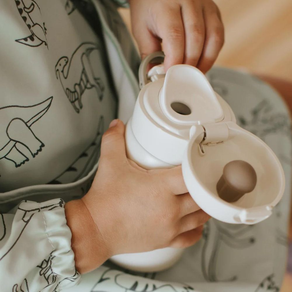 Beige Thermal Drinking Bottle Ideal for Kids' Lunch Boxes