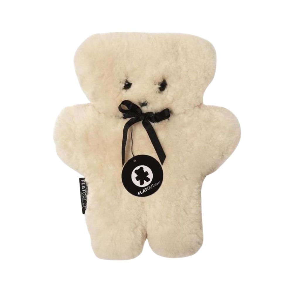 FLATOUT Mini Bear Stuffed Toy, Milk - Made of Pure Australian Sheepskin