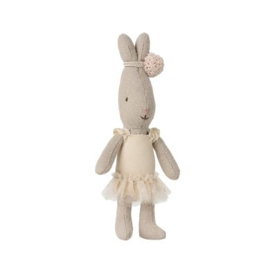Maileg Micro Rabbit Toy in Cream-colored Ballet Suit and Skirt