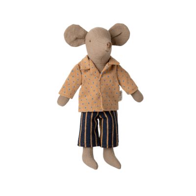 Maileg Dad Mouse Outfit: Dotted Shirt and Striped Pants Set