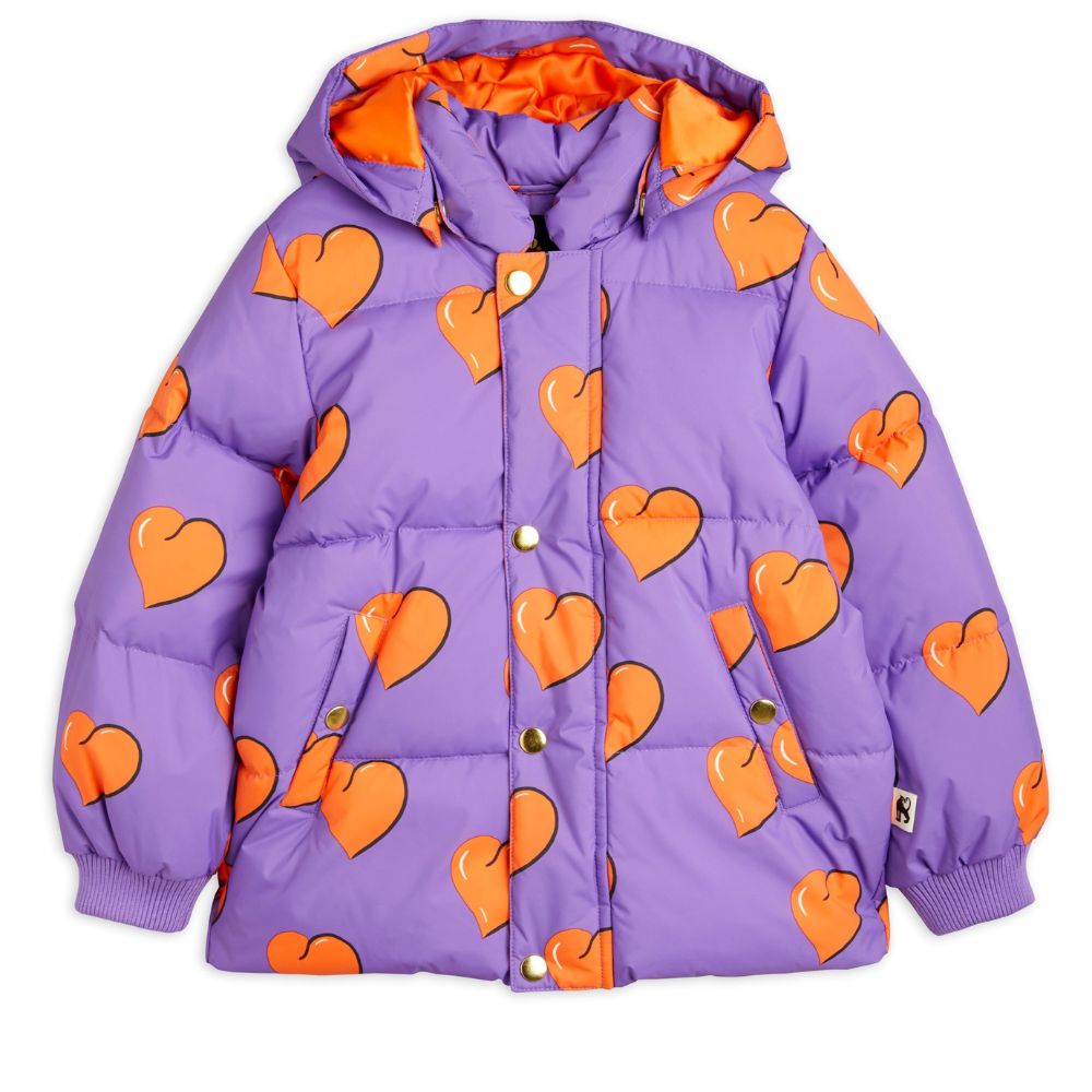 Mini Rodini Kids' Hearts Print Water-Resistant and Windproof Recycled Polyester Puffer Jacket