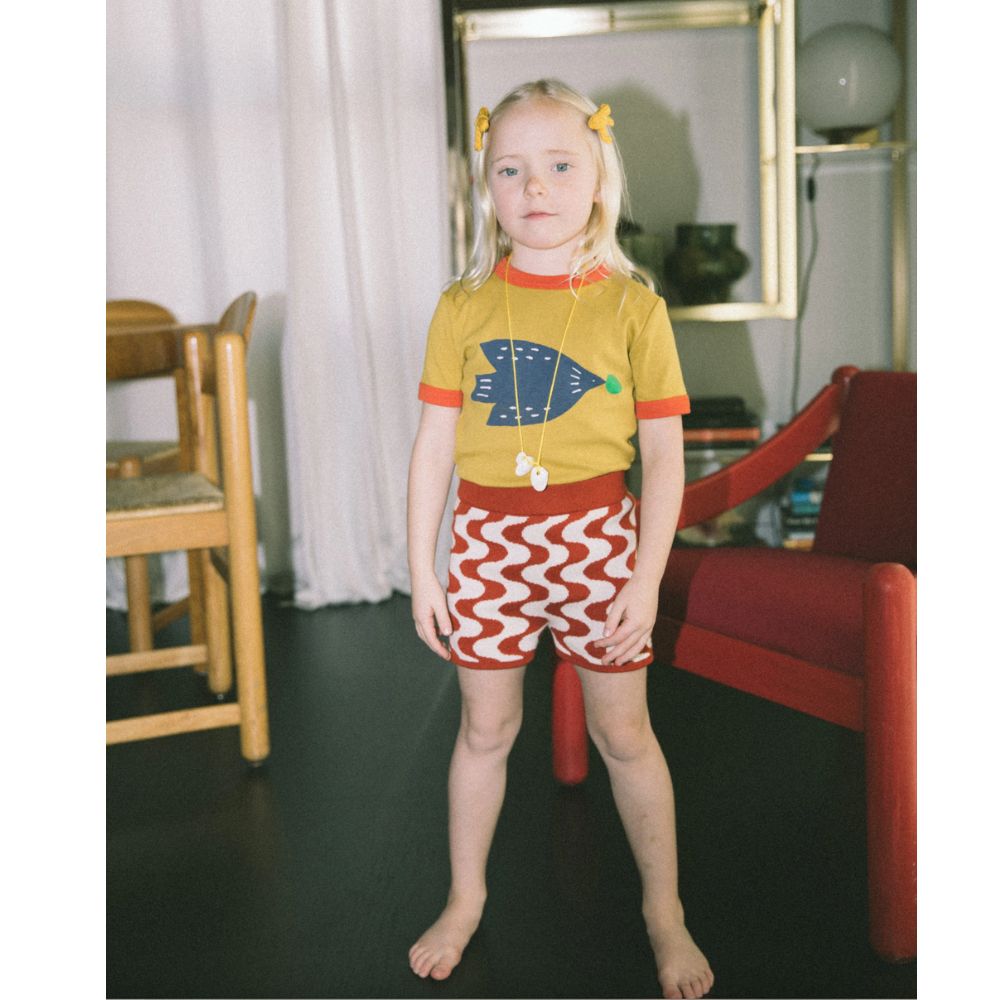 Misha & Puff Julie Daleyden Collaboration Classic Slim - Fit Ringer Finch Print Pima Cotton Tee