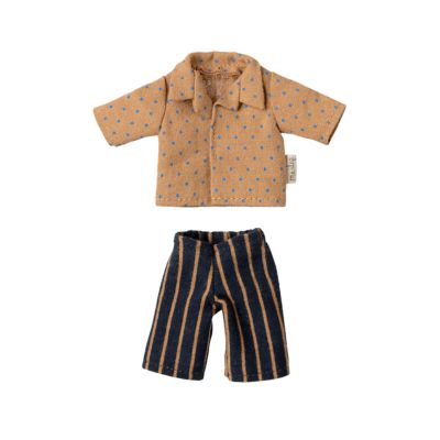 Maileg Dad Mouse Outfit: Dotted Shirt and Striped Pants Set