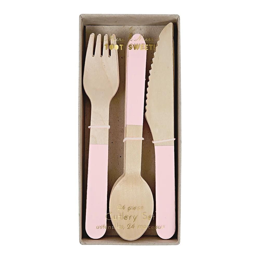 Elegant Meri Meri Wooden Cutlery Set for Parties and Picnics