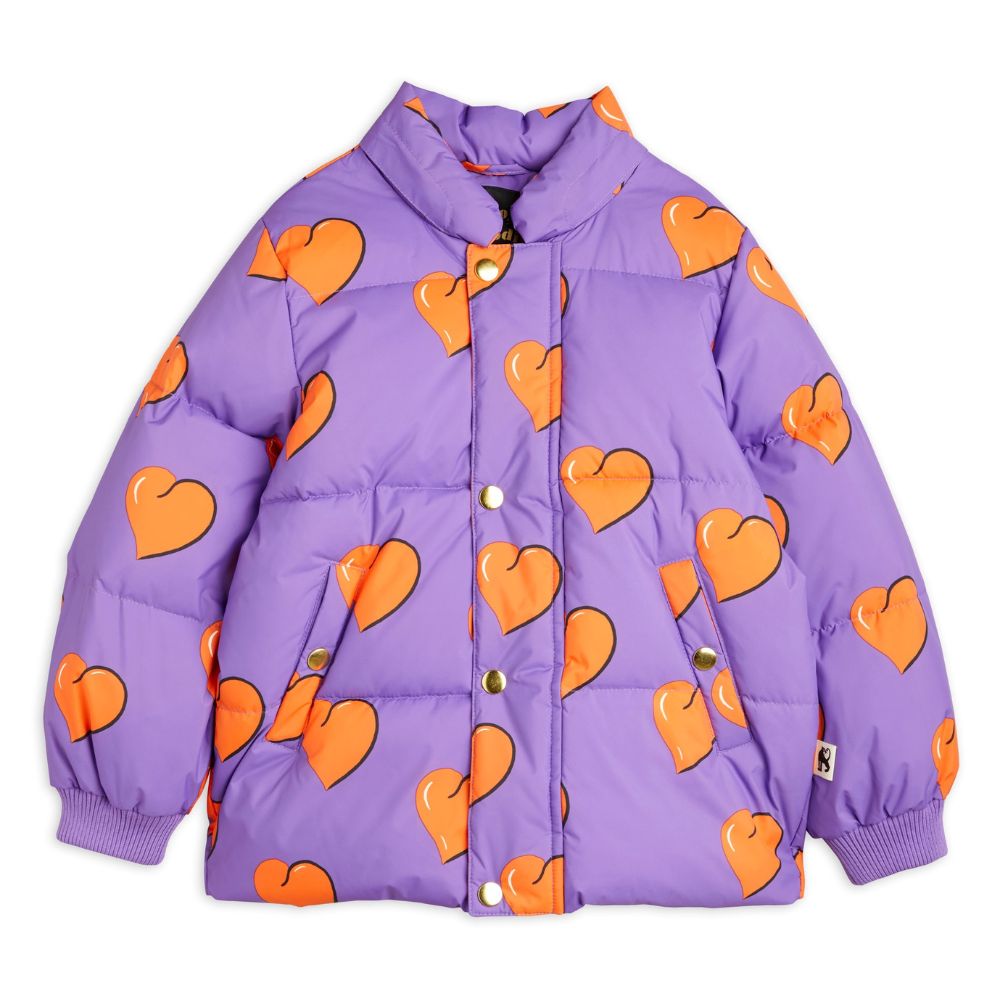 Mini Rodini Kids' Hearts Print Water-Resistant and Windproof Recycled Polyester Puffer Jacket